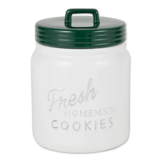 Design Imports Dark Green Ceramic Cookie Jar