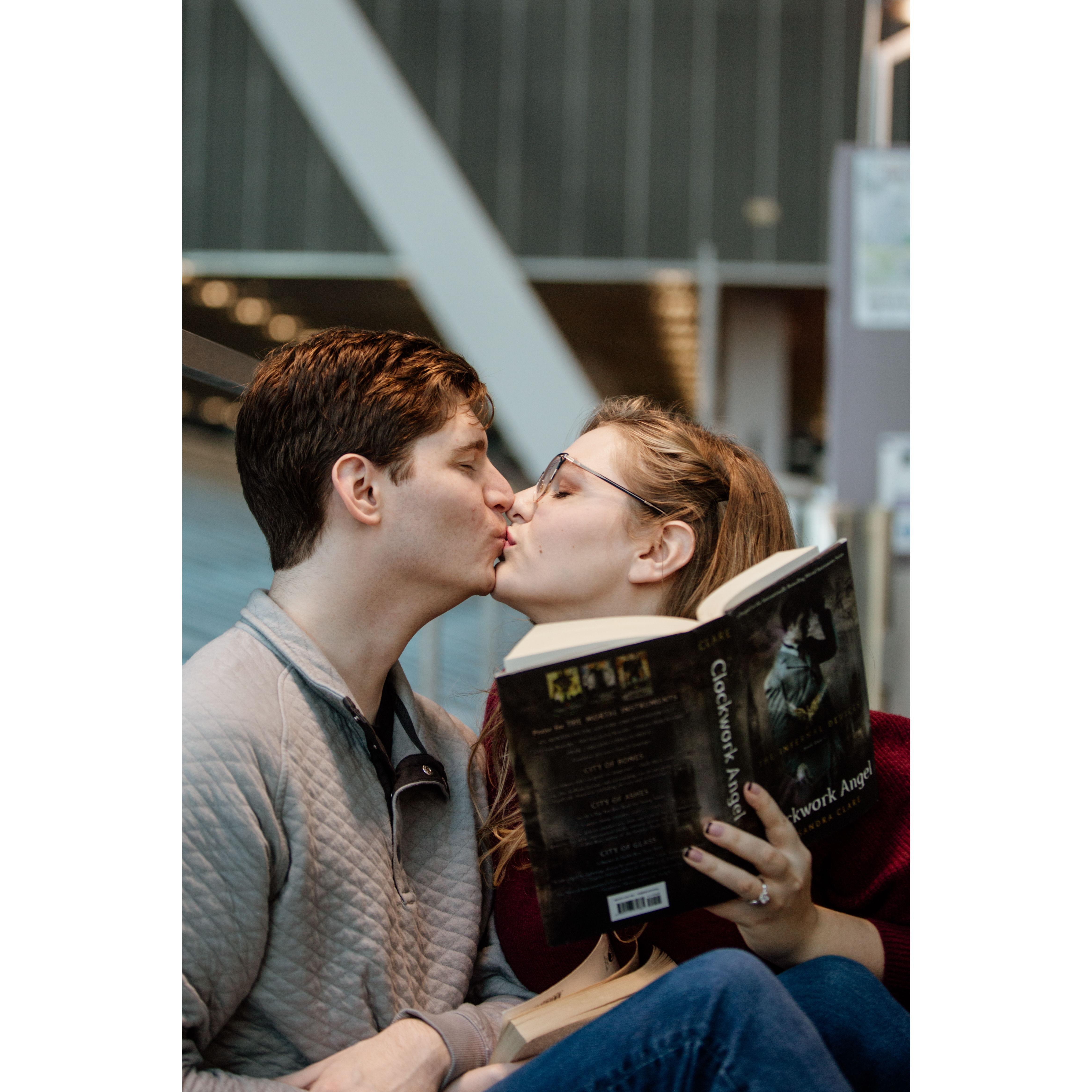 Engagement Photos at the Seattle Public Library
