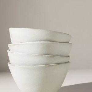 The Jasper Portuguese Stoneware Cereal Bowls, Set of 4 in White