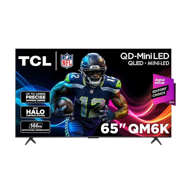 TCL 65-Inch Class QM6K Series QD-Mini LED 4K UHD Google Smart TV Best Value Mini-LED TV - QLED, 144hz, 288hz Gaming Rate, High Contrast Screen, Onkyo Audio, Dolby Atmos (65QM6K, 2025 Model)
