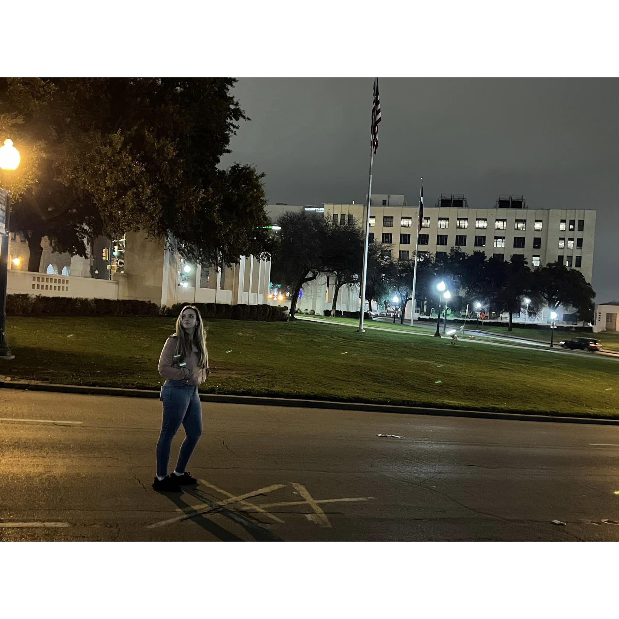 Spot of where JFK was shot in Dallas, TX.