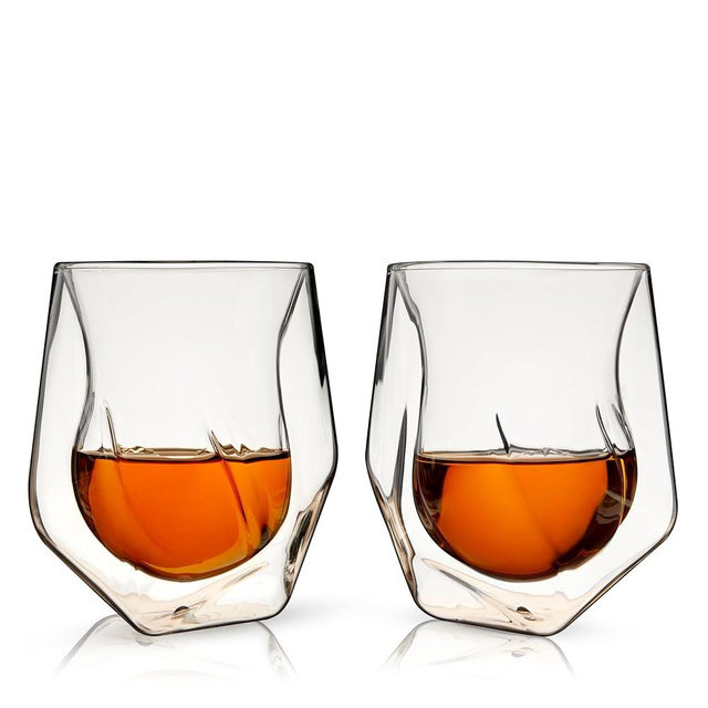 Viski Aerating Whiskey Tumbler, Whiskey Tasting Glass, Double Walled Snifter, Specialty Bourbon Tumbler, Clear Glass, Dishwasher Safe, 6 Oz, Set of 2