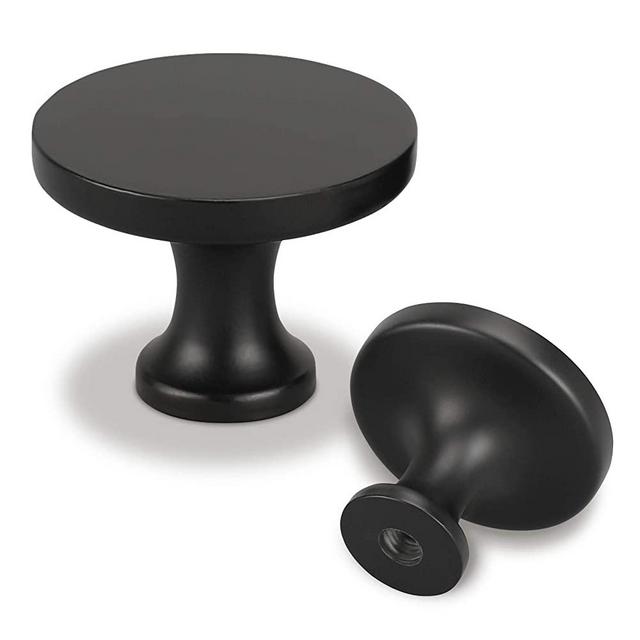 Goldenwarm 25Pack/Matte Black Cabinet Knobs, Black Drawer Knobs Matte Black Dresser Knobs, Black Knobs for Dresser Drawers Round Kitchen Cabinet Knobs
