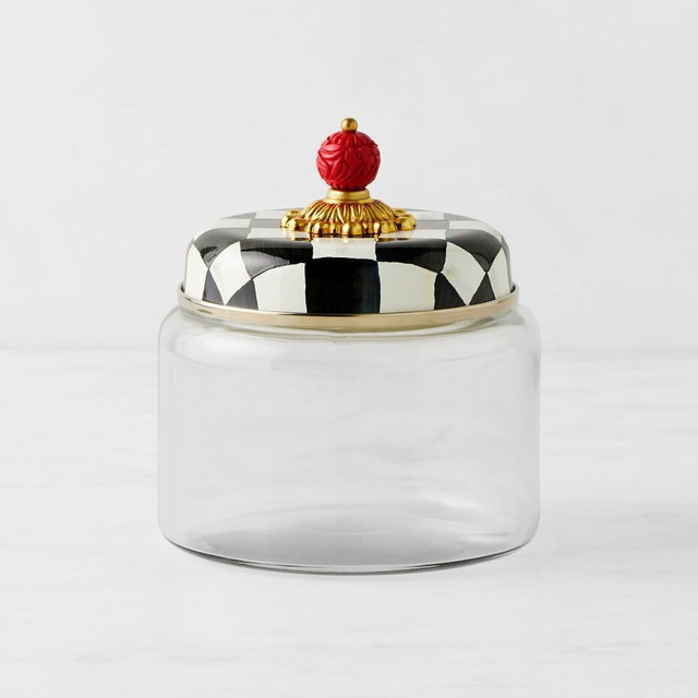 Mackenzie Childs Courtly Check Glass Canister, Small