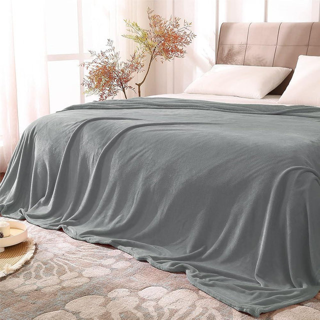 BEDELITE Fleece Blankets Queen Size Grey Throw Blankets for Bed, Luxury Plush Cozy Fuzzy Blanket 90x90 inches, Super Soft Warm Lightweight Throw Blanket All Seasons Suitable
