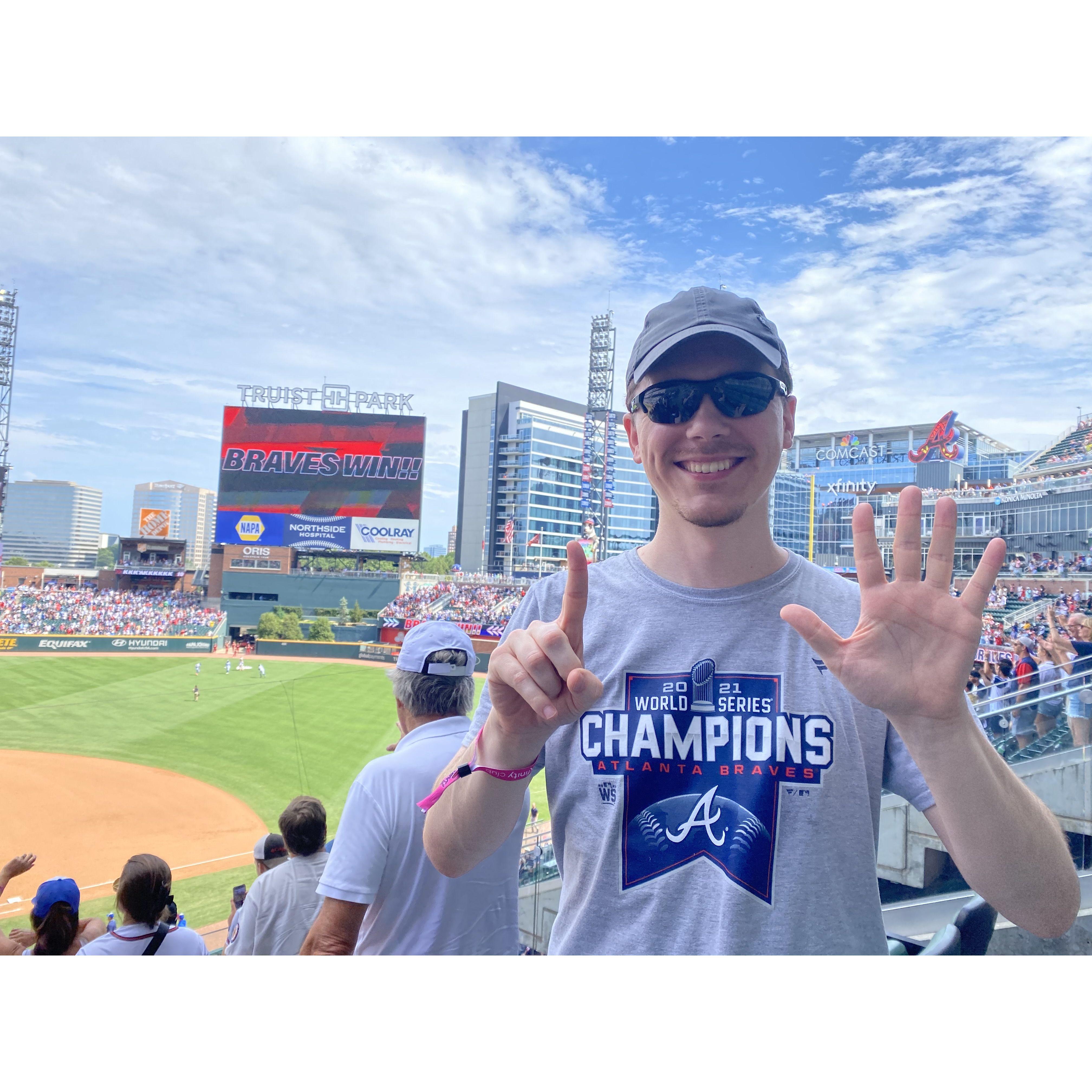 John is (almost) undefeated at Braves games!