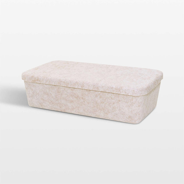 Sortjoy Long Stone Sculpted Storage Bin with Lid, Set of 3