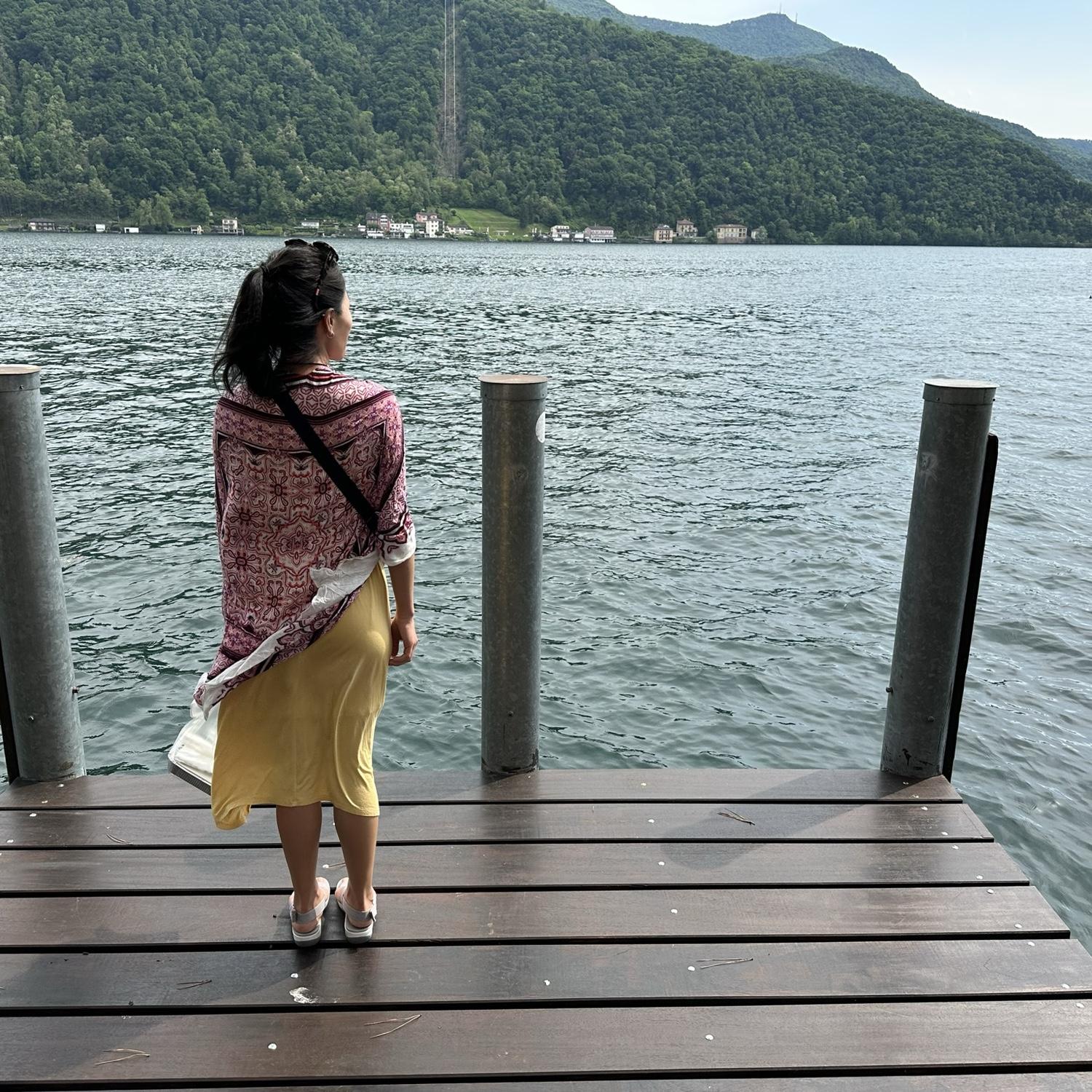May 7, 2023 |
Lake Lugano - Docks of Morcote - I asked myself, "What is on her mind?"