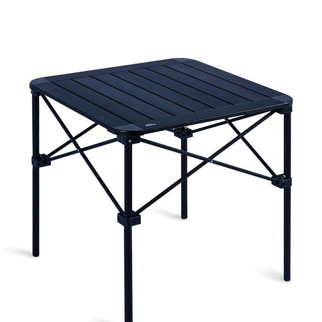 iClimb Lightweight Stable Alu. Folding Square Table Roll Up Top with Carry Bag for Camping Picnic Backyards BBQ Camp Kitchen (Black, M)