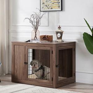 Unipaws Furniture Style Dog Crate, Walnut