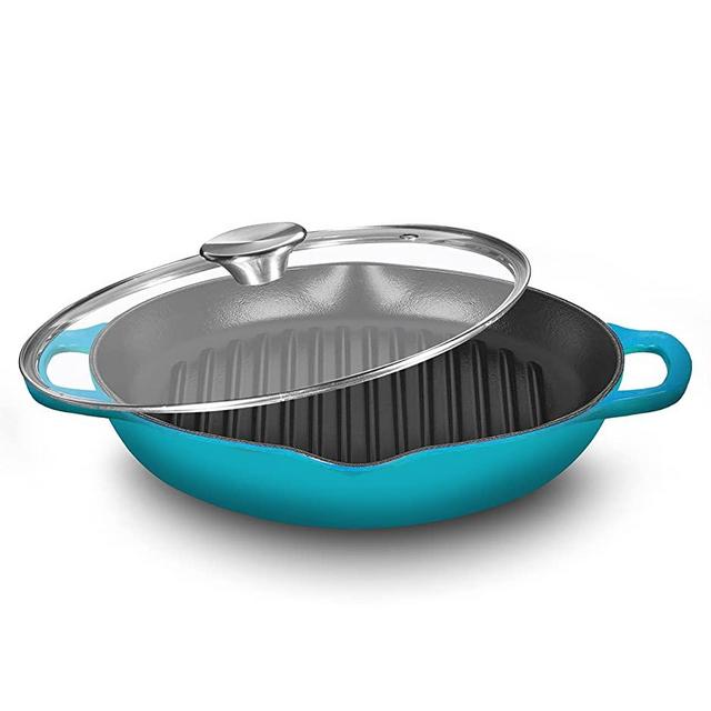 Bruntmor Square 3-in-1 Cast Iron Grill/Griddle Pan w/Reversible Lid,  Rectangle - Foods Co.
