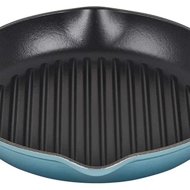 Le Creuset Enameled Cast Iron Signature Deep Round Grill, 9.75", Caribbean