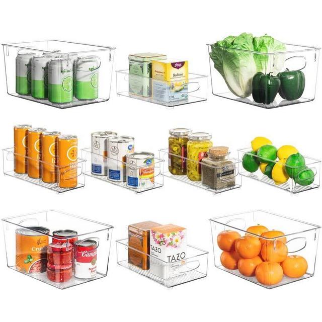 Sorbus Storage Bins Clear Plastic Organizer Container Holders with Handles – Versatile for Kitchen, Refrigerator, Cleaning Supplies, Cabinet, Food Pantry, Bathroom Organization (Set of 10, Clear)