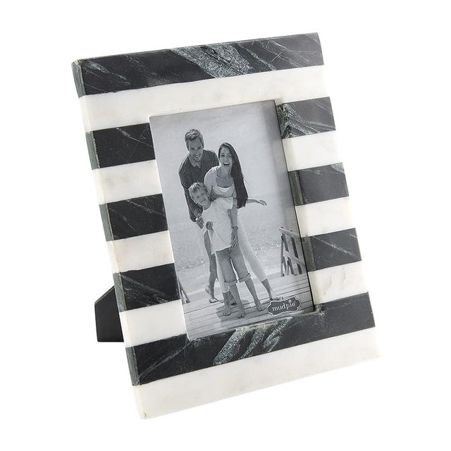 Mud Pie Black and White Marble Frame, 5 x 7
