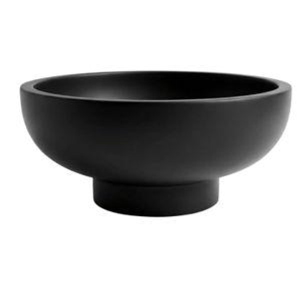 OAKOA Concrete Black Decorative Bowl for Home Decor - Black Fruit Bowl - Modern Pedestal Coffee Table Bowl for Entryway Table