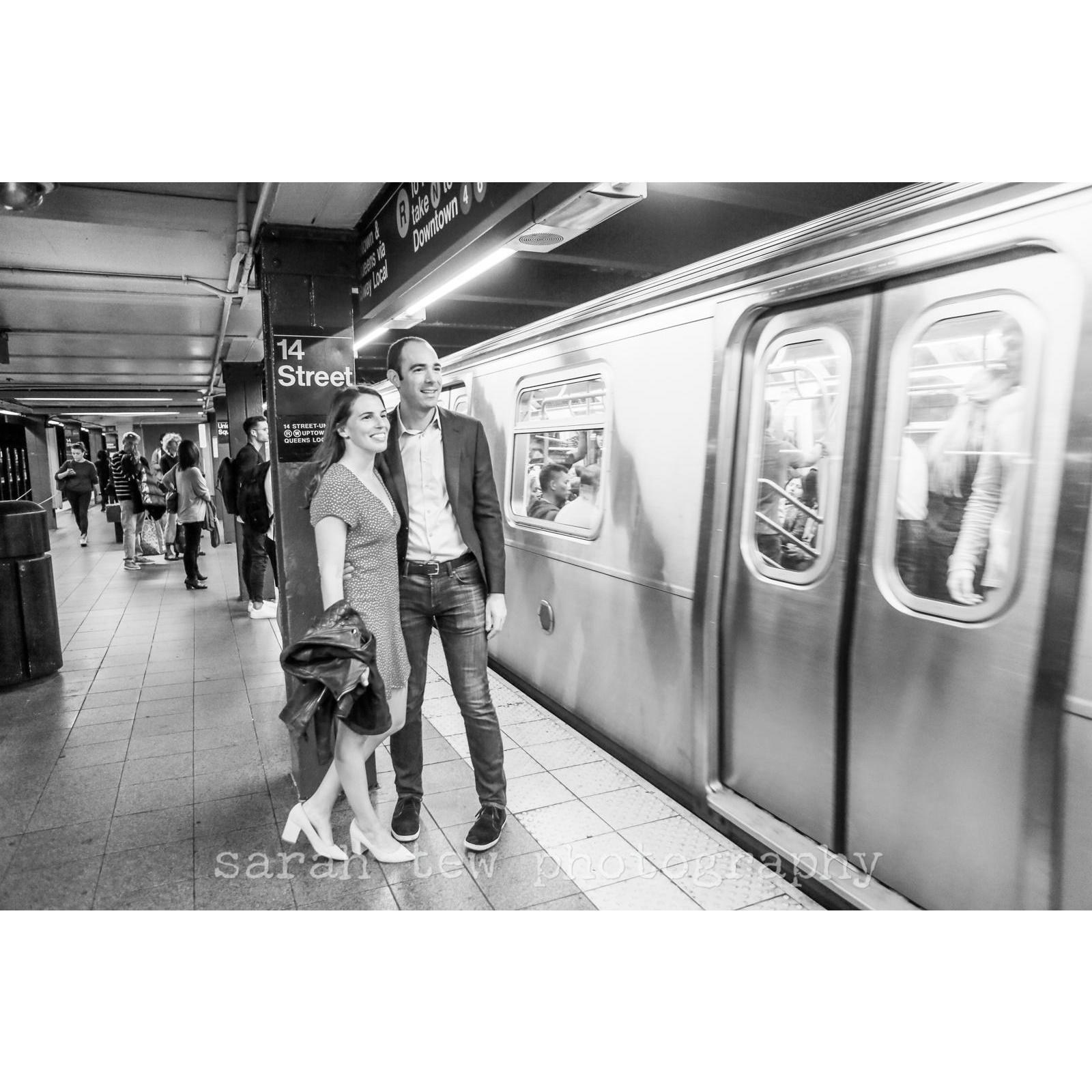 Soaking up the warm subway breeze.