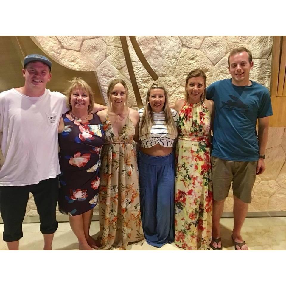 John with his Step-mom Teri, Thomas, and Sisters (Karlie, Kacie, and Kelli) at Kacie's wedding in Mexico.