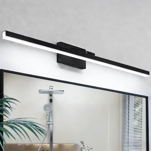 IZORRO Modern Bathroom Vanity Light 48 inch, Rotatable, 36W Dimmable Led Bathroom Light Fixture Over Mirror, Black Vanity Light Bar (Cool White 6000K)