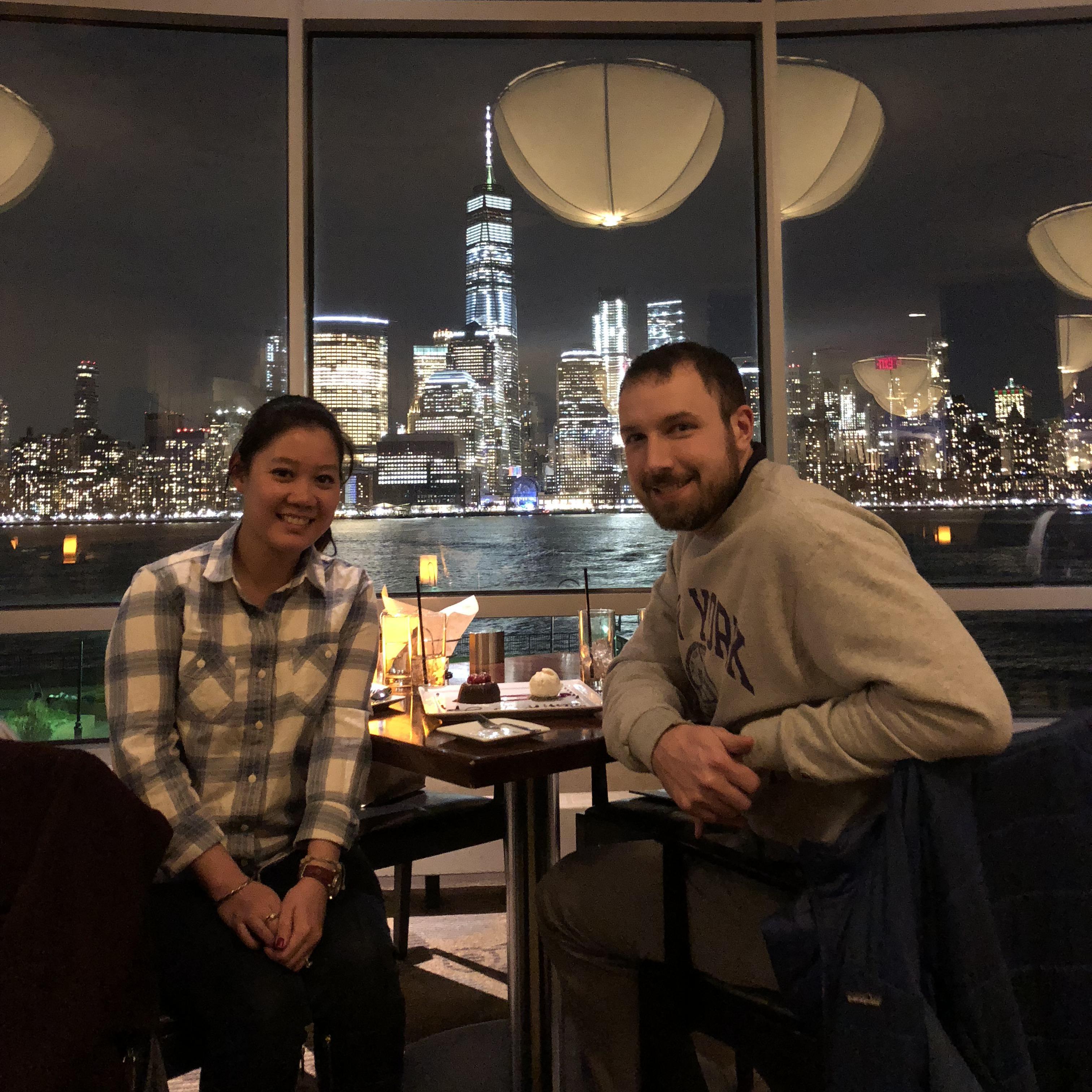 Dinner at Vu Restaurant after successfully finding our wedding venue!