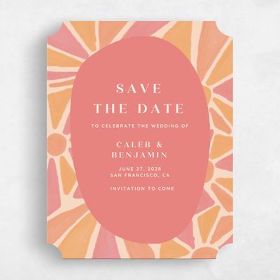 Pink Ticket Wedding Save the Date - Barcelona Portrait
