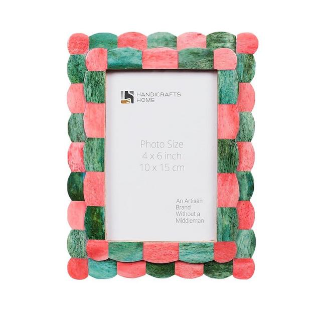 Handicrafts Home Photo Picture Frame - 4" x 6" Handmade Gift Photo Frames - Green & red