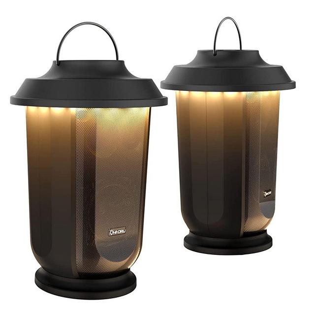 Onforu Outdoor Bluetooth Speaker with LED Lights, 2 Pack Wireless Loud Stereo Sound Lantern Speakers, True Wireless Stereo Pairing Patio Speakers, Bluetooth 5.0, Party Speakers for Camping, Garden