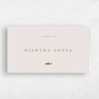 Light Greige, Beige Wedding Place Card - Marvis Fish