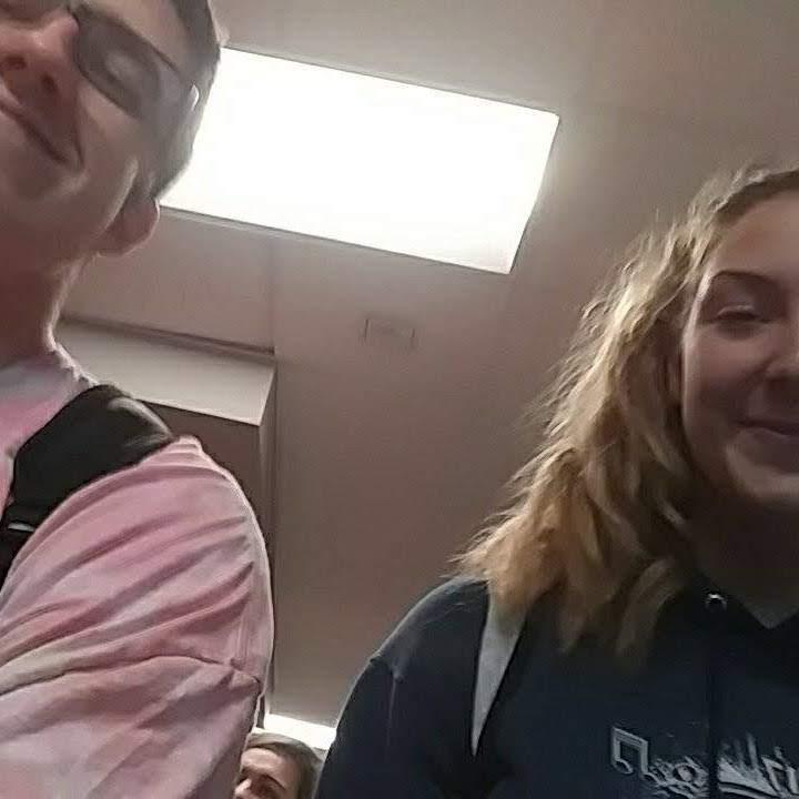This was the first photo we ever took together. This was the first time we walked down the hall together as a couple!