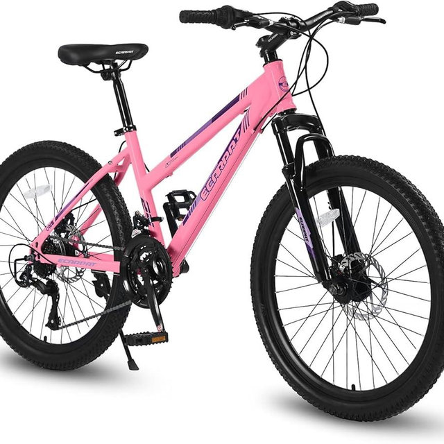 Ecarpat 24 26 Inch Women Girls Mountain Bike, Disc/V Brakes 21 Speeds Women Bike, Sturdy Steel Frame and Suspension Fork, Stylish Adult and Teens Bicycle for Urban Trail Snow Commuter