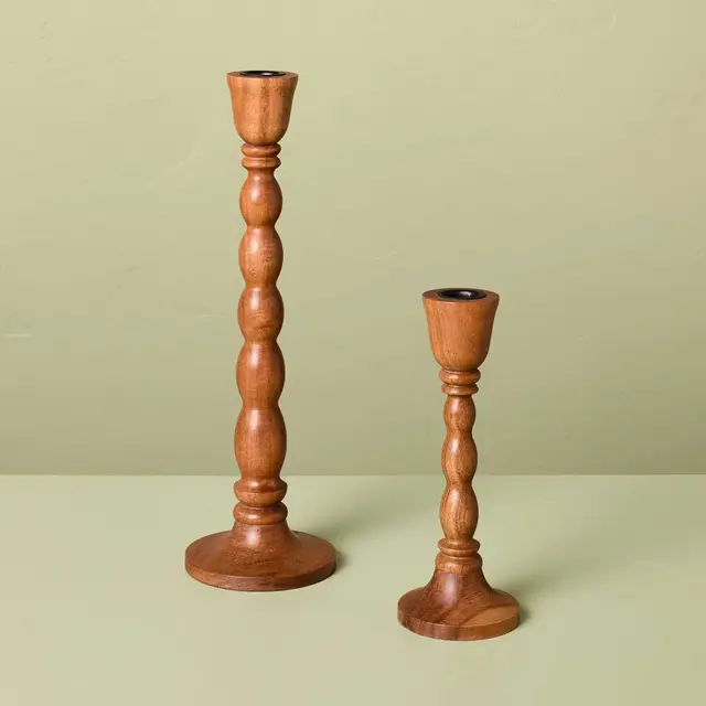 2pk Wood Candlestick Set - Hearth & Hand™ with Magnolia