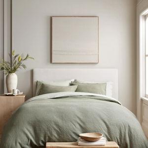 Organic Luxe Honeycomb Duvet Cover in Olive