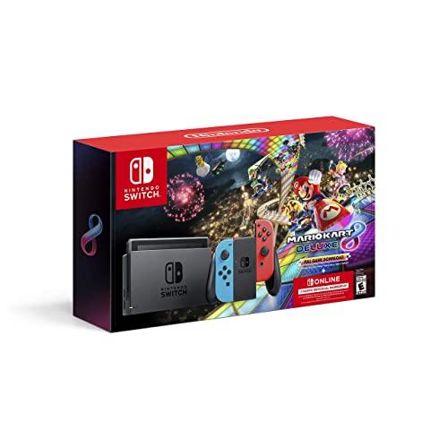 Nintendo Switch™ w/ Neon Blue & Neon Red Joy-Con™ + Mario Kart™ 8 Deluxe (Full Game Download) + 3 Month Nintendo Switch Online Individual Membership
