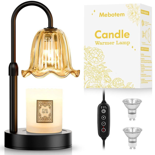 Mebotem Candle Warmer Lamp with Timer Dimmer, House Warming Gifts New Home Decor, Christmas Birthday Gifts for Women Mom, Vintage Wax Warmer for Scented Wax Jar Candles with 2 Bulbs