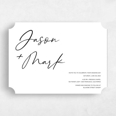 White Ticket Wedding Invitation - Nahomi Landscape
