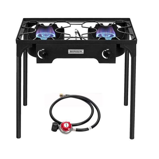 ROVSUN 2/3 Burner Outdoor Propane Gas Stove High Pressure Stand Cooker for Backyard Cooking Camping Home Brewing Canning Turkey Frying, 20 PSI CSA Listed Regulator