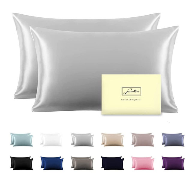 Silk Pillowcase for Hair and Skin,Soft,Breathable and Sliky 100% Queen Silk Pillow Case Set of 2,Both Sides Natural Mulberry Silk Pillowcases with Hidden Zipper(Queen Size 20"X 30",2pcs)