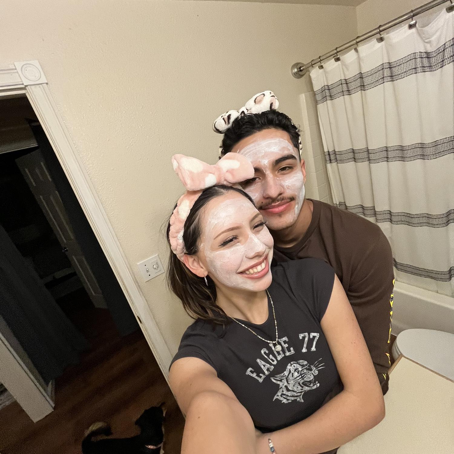 skin care night (he was being forced)