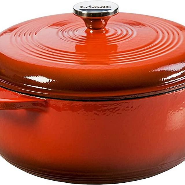 Lodge Enameled Cast Iron Dutch Oven, 7.5 Qt, Poppy