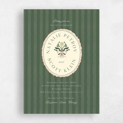 Green Wedding Invitation - Clematide Portrait