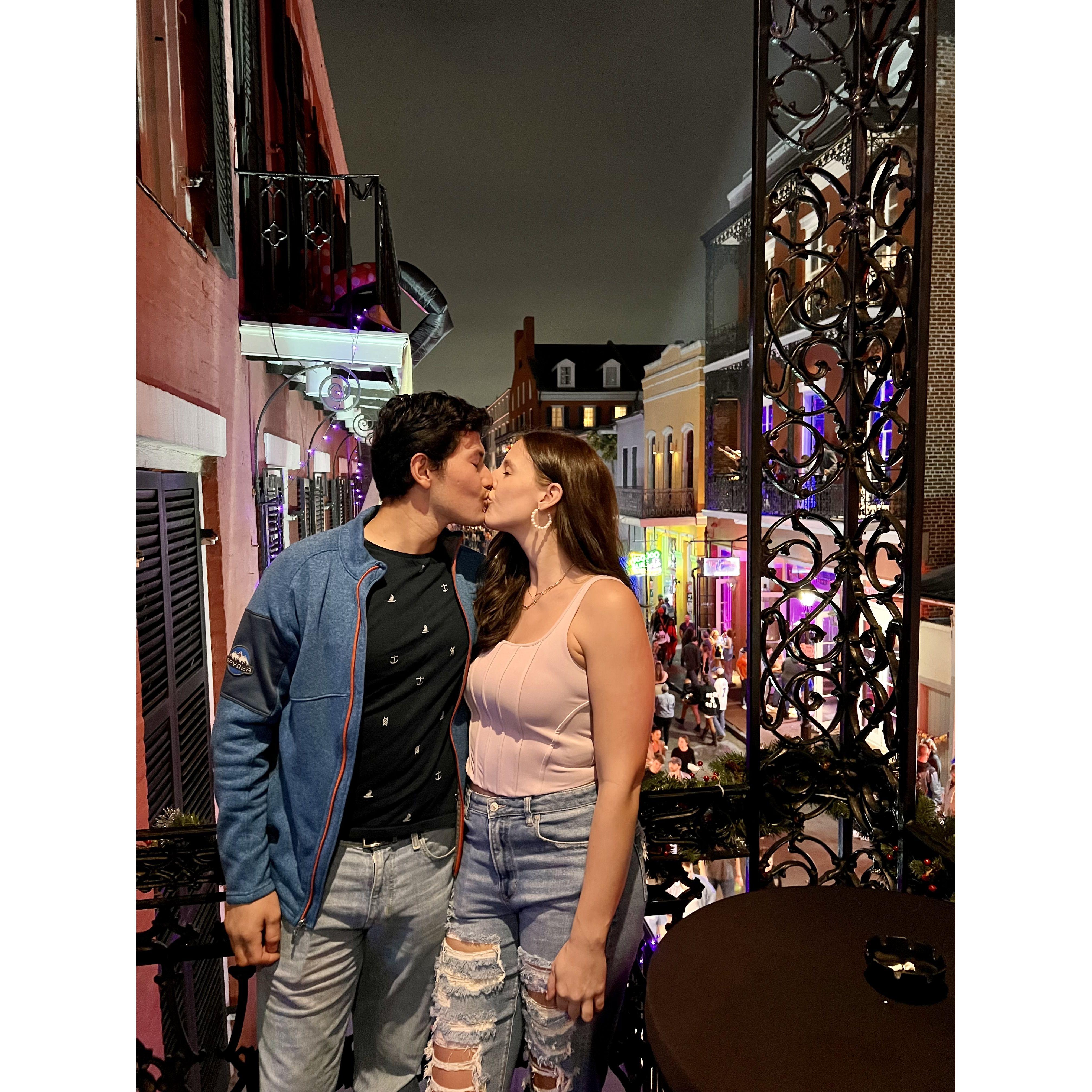 Kissing on bourbon Street!
