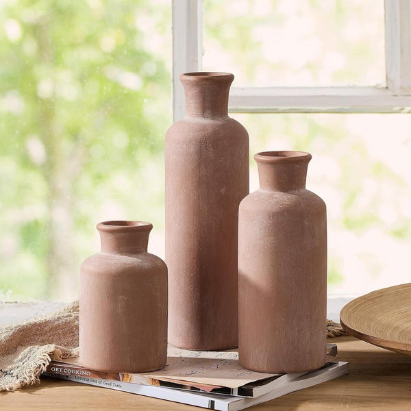 LUKA Ceramic Terracotta Vases for Decor - Set of 3