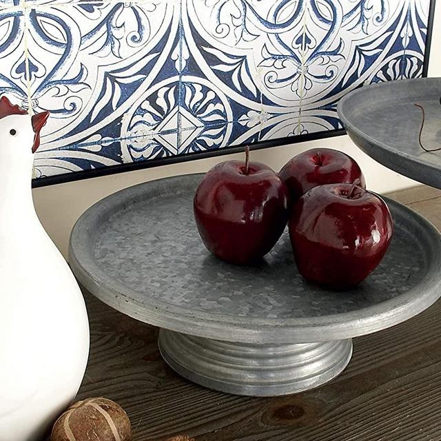 Deco 79 49189 Metal Cake Stand, 13" x 4",Silver