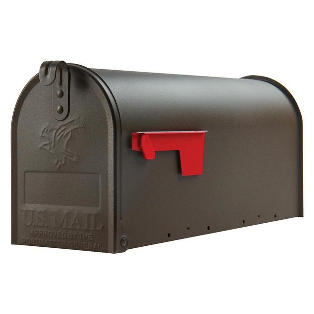 Elite Medium Galvanized Steel Post-Mount Mailbox in Bronze
