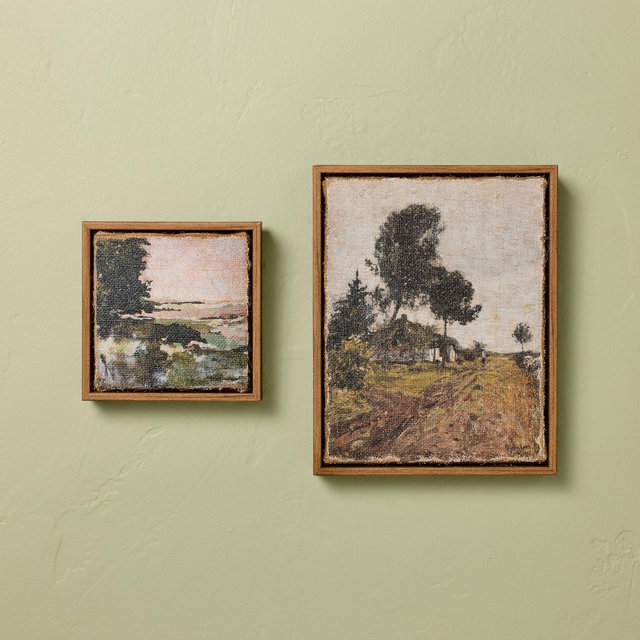 2pc 5.5"x5.5" and 7.5"x9.5" Landscape Burlap Wall Art Set - Hearth & Hand™ with Magnolia