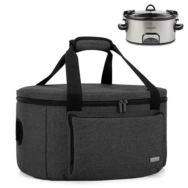 Luxja Insulated Slow Cooker Bag (with a Bottom Pad), Slow Cooker Carrier Fits for Most 6-8 Quart Oval Slow Cooker, Black