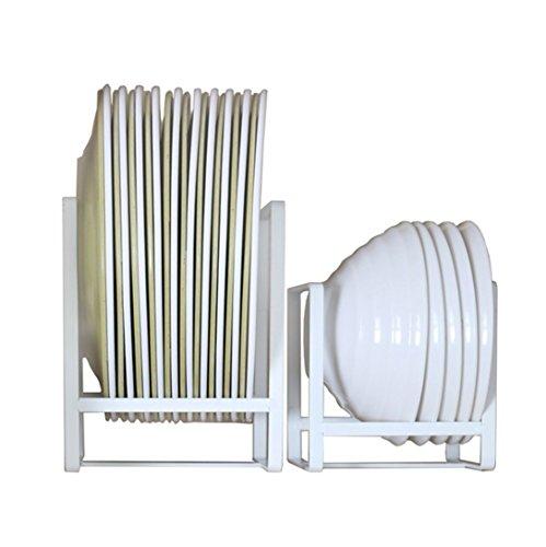 Plate Holders Organizer for Kitchen Cabinets, Vertical Metal Dinner Dish Cradle Storage Rack for Counter, Cupboard, Corner, Rv - White (Large & Small)
