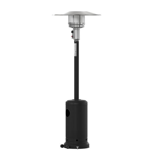 Merrick Lane Black Finished Stainless Steel 7.5' Tall 40,000 BTU Outdoor Propane Patio Heater with Wheels