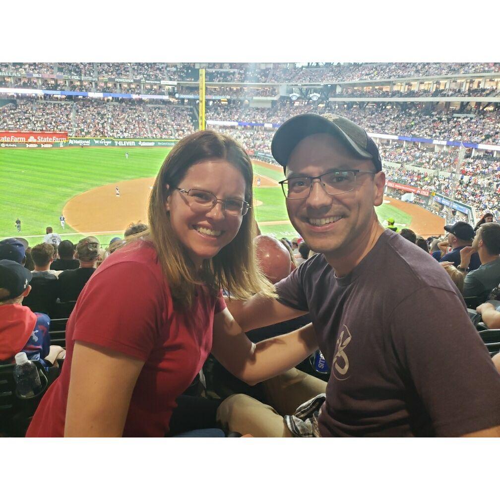 Our first baseball game together, the Texas Rangers!