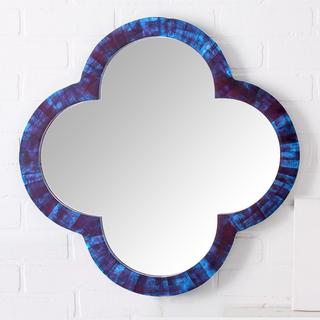 Lapis Quatrefoil Bone Mirror