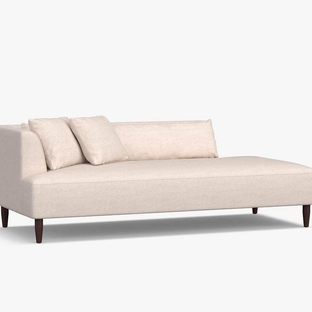 SoMa Palomar Upholstered Chaise Lounge, PLY CSH, Performance Heathered BSKTWV Alabaster White